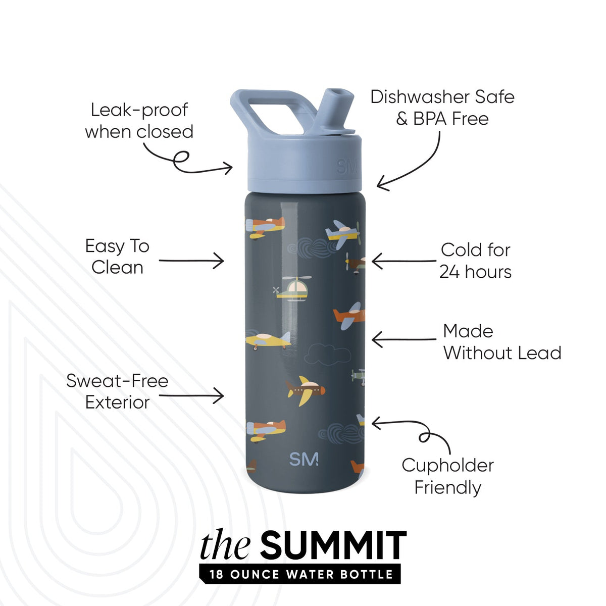 Summit Kids Water Bottle with Straw Lid