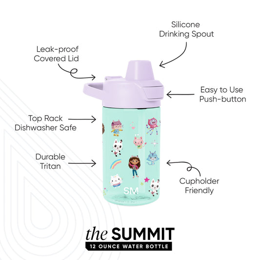 Summit Kids Plastic Water Bottle with Simple Flip Straw Lid